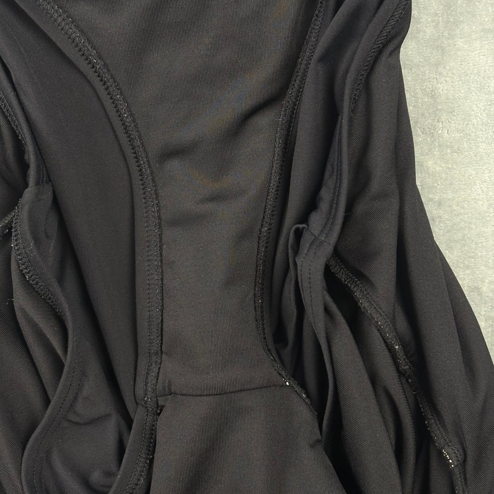 Michael Kors Womens Black One Piece Swimsuit Ruched Gold Hardware Surplice Wrap - Picture 6 of 11